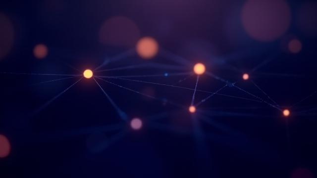 Des nœuds et des arêtes interconnectés, représentant un réseau abstrait de théorie des graphes, sur un fond stylisé.